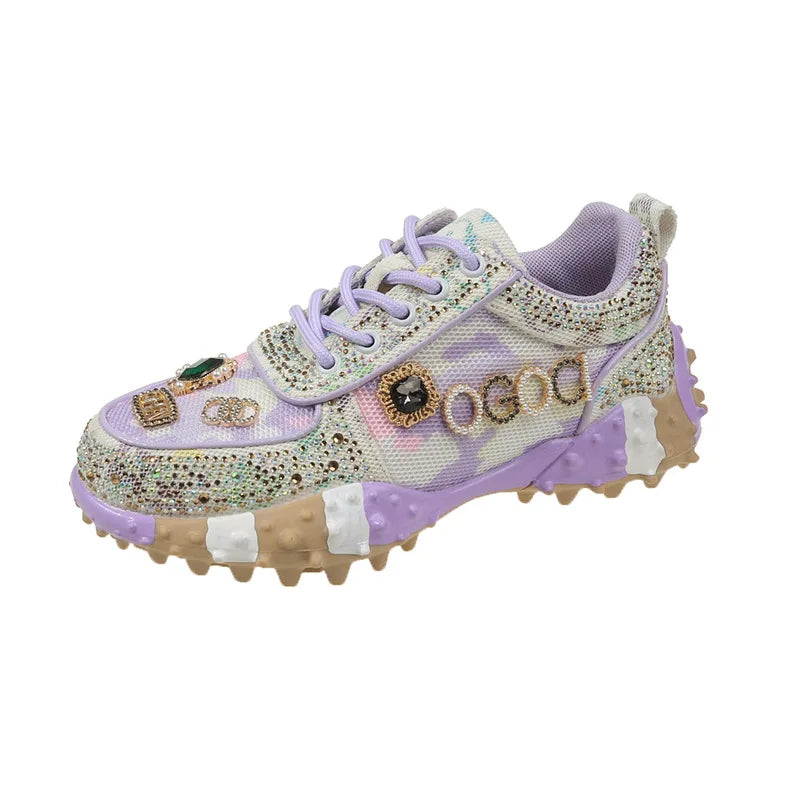 2025 Women Shoes New Rhinestone Women Sneakser Diamond Breathable Casual Designer Sneakers for Women Tenis Shose