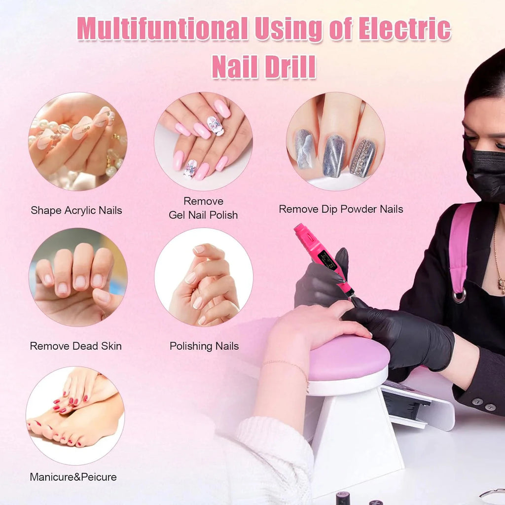 LULAA Electric Nail Drill Kit Portable Nail File Machine Nail Rotary Tool Manicure with USB Cable Christmas Gift for Women