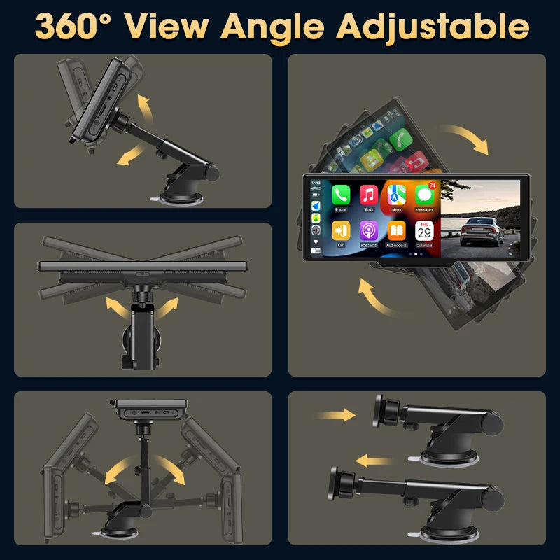 Srnubi 10.26" Dash Cam Rearview Wireless Carplay & Android Aut 4K DVR Navigation Player Dual Len Recorder Dashboard  WIFI 5.0BT