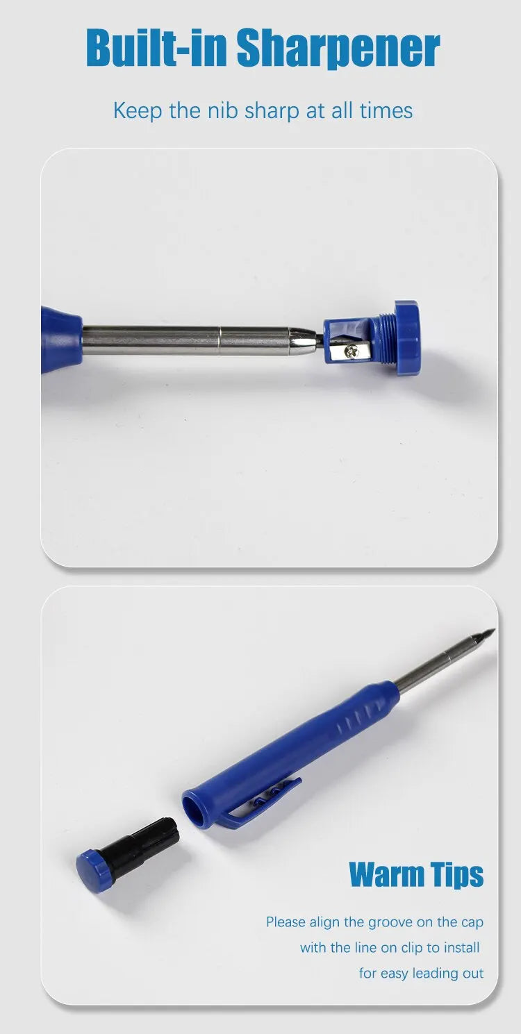 Solid Carpenter Pencil Set Woodworking Tools Mechanical Pencil 5 Colors Refill Construction Job Tools Carpentry Marking Scriber