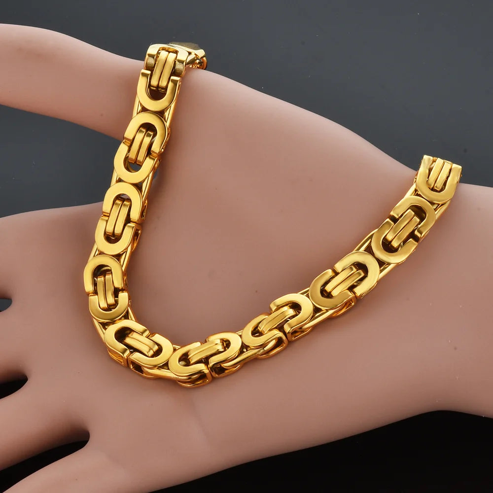 Men's 316L Stainless Steel Male Bracelet Wholesale Gold Silver Color Braclet Chunky Cuban Chain Link Bracelet For Man Jewelry