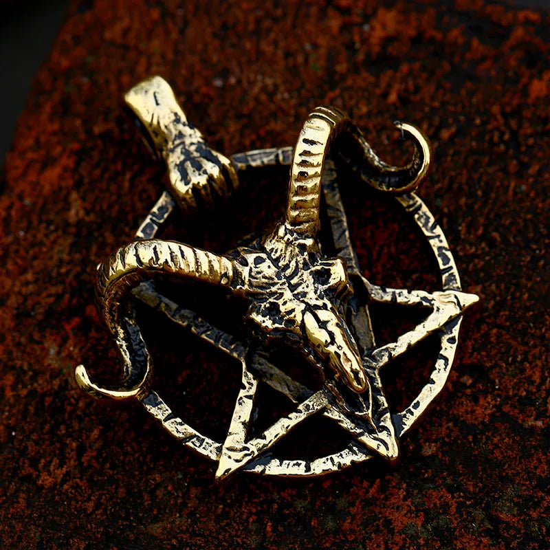 BEIER New Stainless steel  Pentagram Pan God Skull Goat Head Pendant Necklace Occult Metal Vintage for Man BP8-342