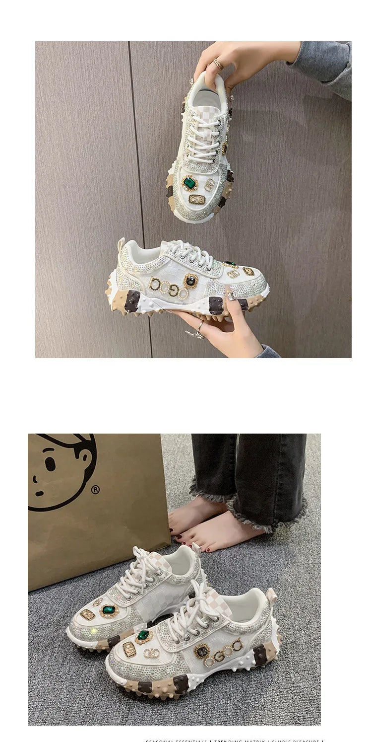 2025 Women Shoes New Rhinestone Women Sneakser Diamond Breathable Casual Designer Sneakers for Women Tenis Shose
