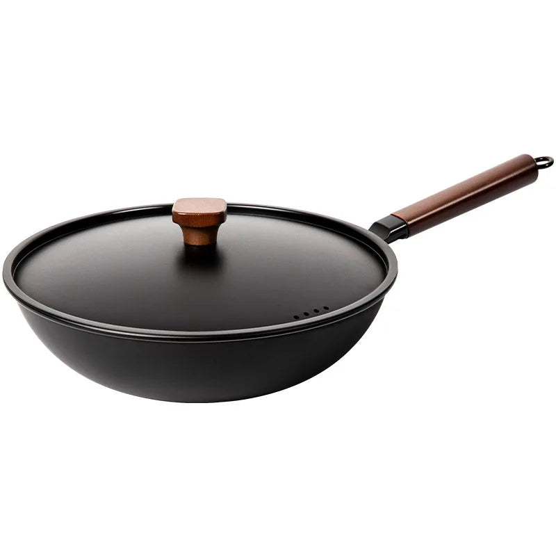 Iron pot without coating, flat bottomed pot already cooked, household induction cooker, gas stove, universal non stick pot