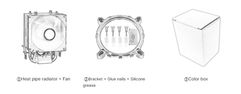 QiuzAim 2 Heatpipes Aluminum Copper AM4 1700 Cpu Cooler 1200 Radiator RGB Tower 115x Heatsink For PC Deskop AM5 1150 i3 i5 i7