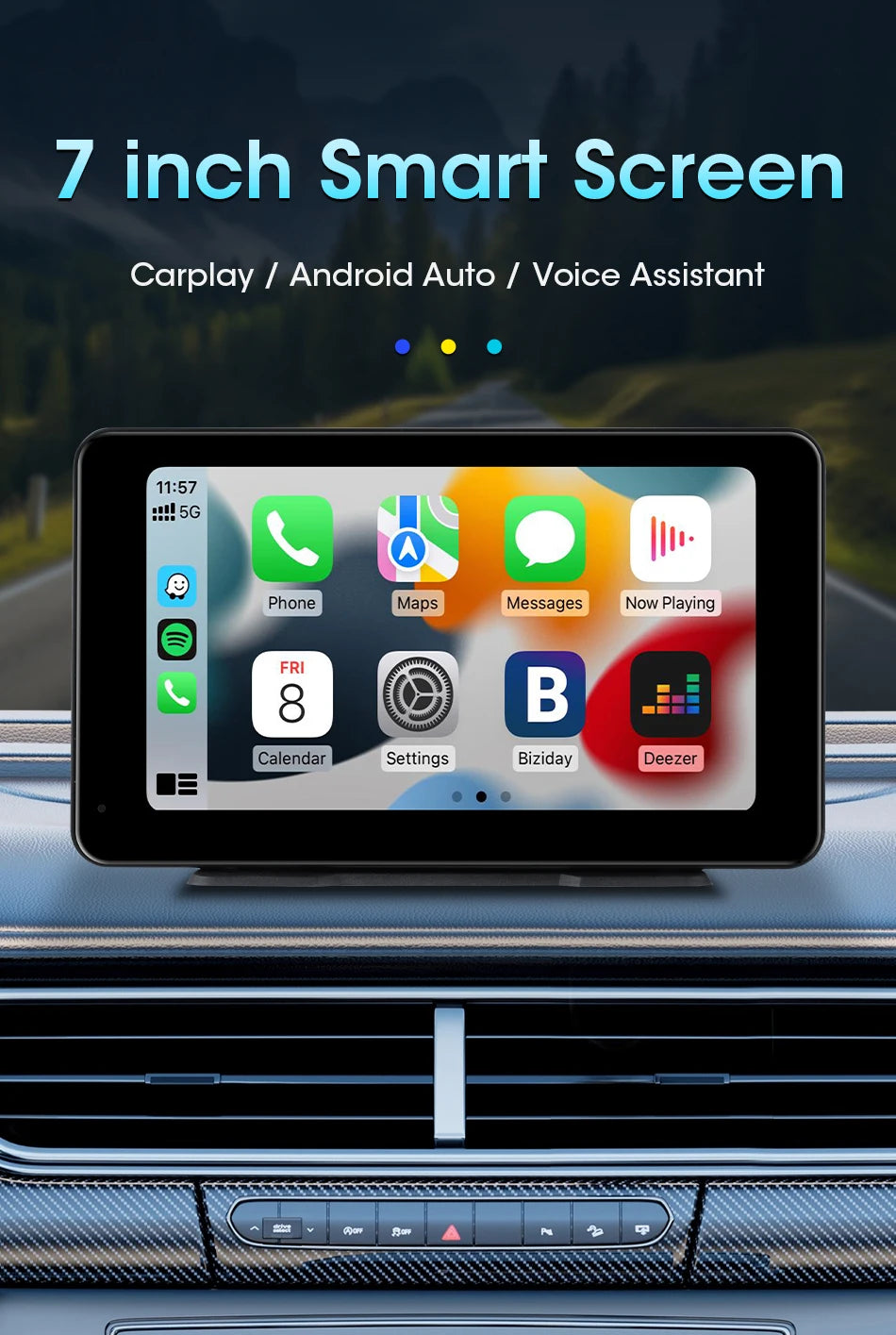 Vtopek 8.1 Inch 2.5K Dash Cam Wireless Carplay Android Auto Car DVR WiFi GPS Navigation Rearview Camera Dashboard Video Recorder