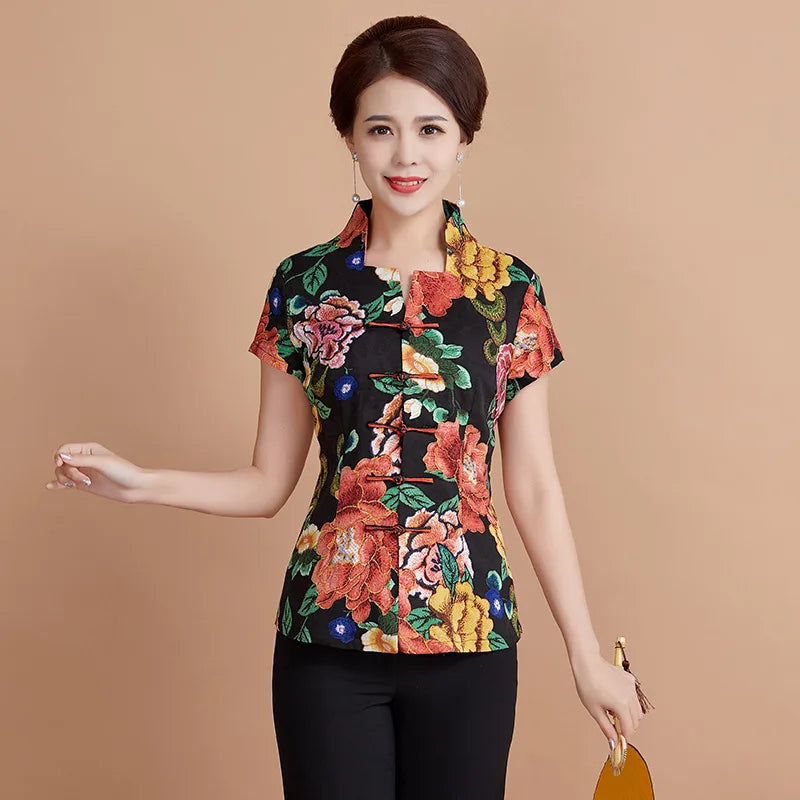 Traditional Chinese Clothing for Women Clothes Qipao Tops Cheongsam Hanfu Ethnic Style Vintage Casual Streetwear Summer