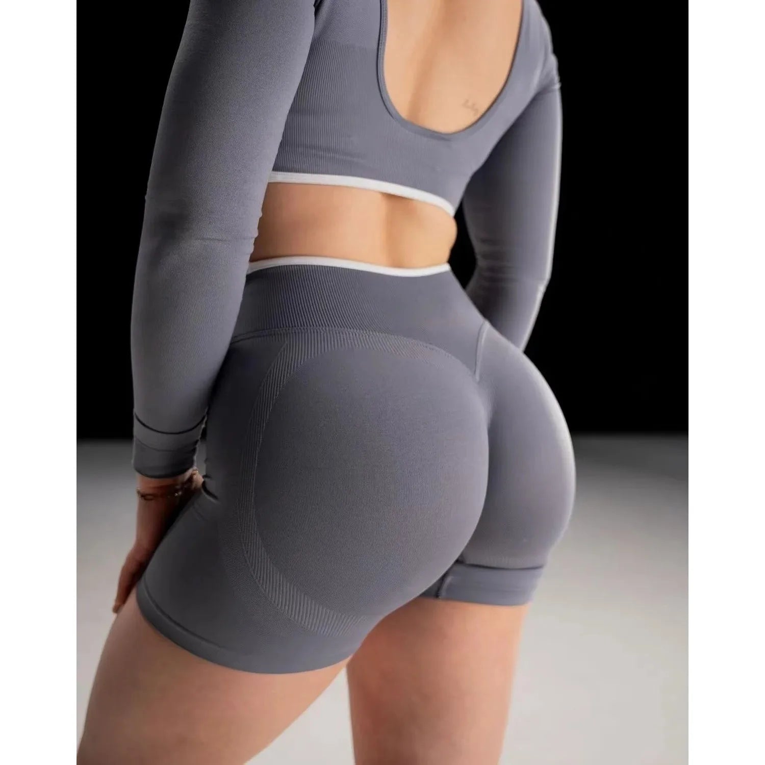 Women's Seamless Gym Solid Color Sports Shorts White Waist Tight High Waist Hip Lifting Yoga Pants Running Sports Shorts