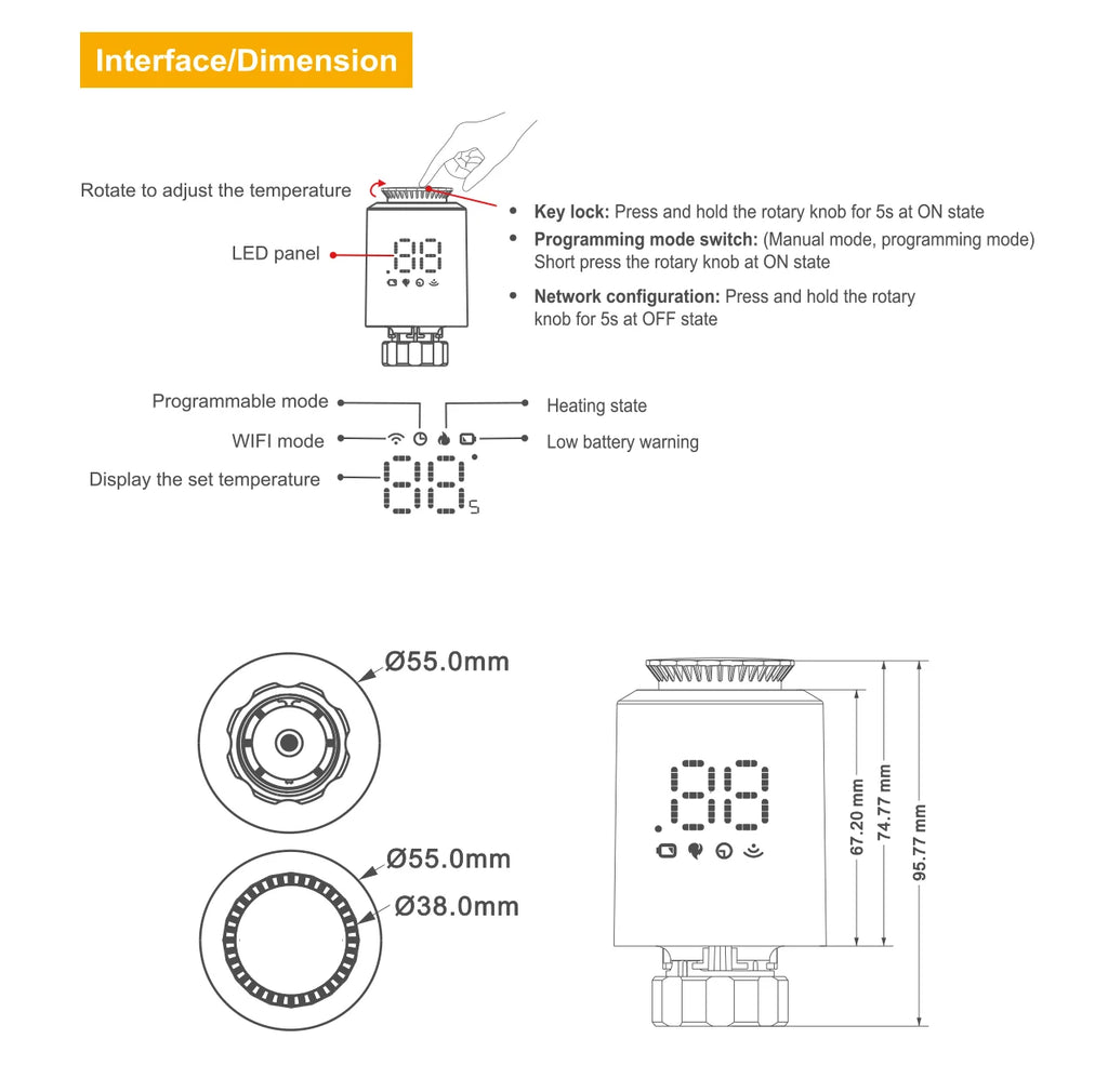 Tuya Zigbee 3.0 Thermostatic Valve Radiator Actuator Valve Zigbee Thermostatic Radiator Valve Head Temperature Controller Alexa