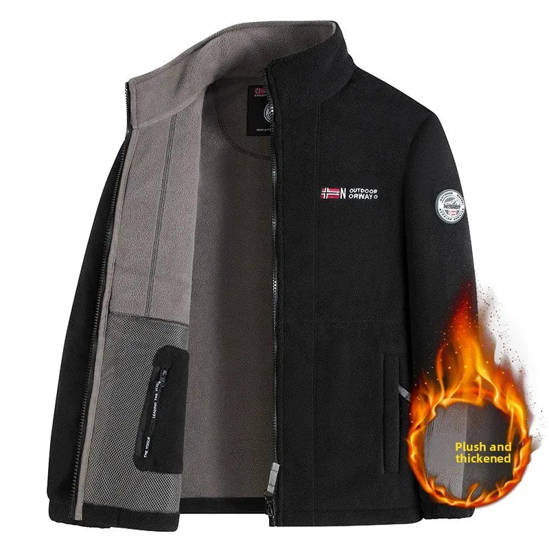 High Quality Thickened Fleece Lined Hat Jacket Embroidered Cotton Jacket Warmth Retention Outerwear for Men Summer Thin