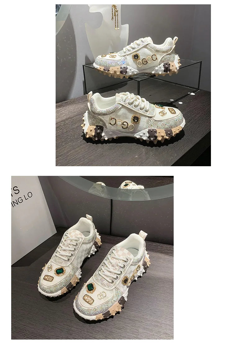 2025 Women Shoes New Rhinestone Women Sneakser Diamond Breathable Casual Designer Sneakers for Women Tenis Shose