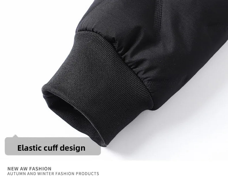 Men's hooded warm short jacket winter zipper pocket jacket outdoor sports and leisure work clothes windproof cotton jacket