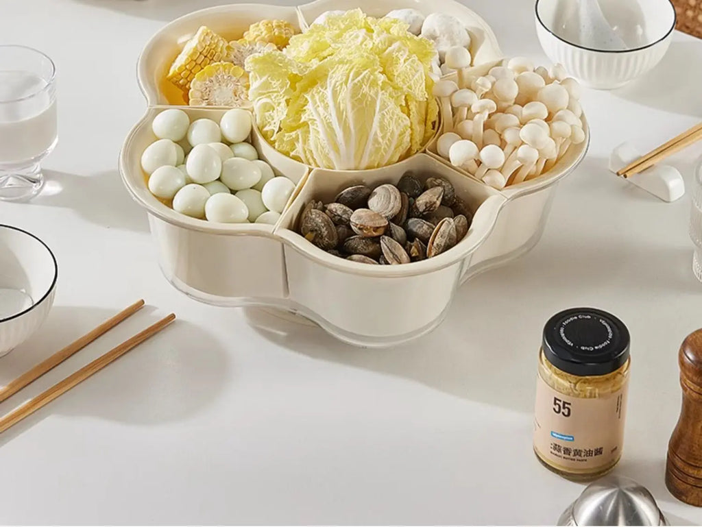 1PC Hot Pot Side Dish Grid Rotatable Household Drain Basket Kitchen Side Dish Home Party Hotpot Supplies