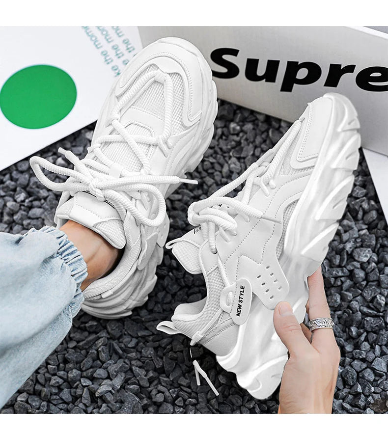 Sport Shose Male Fashion Street Shoes Lightweight Comfortable Lace-Up Gym Shoes Mens White Sneakers Platform Shoes Mens Trainers