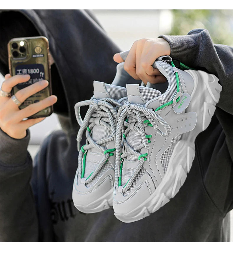 Sport Shose Male Fashion Street Shoes Lightweight Comfortable Lace-Up Gym Shoes Mens White Sneakers Platform Shoes Mens Trainers