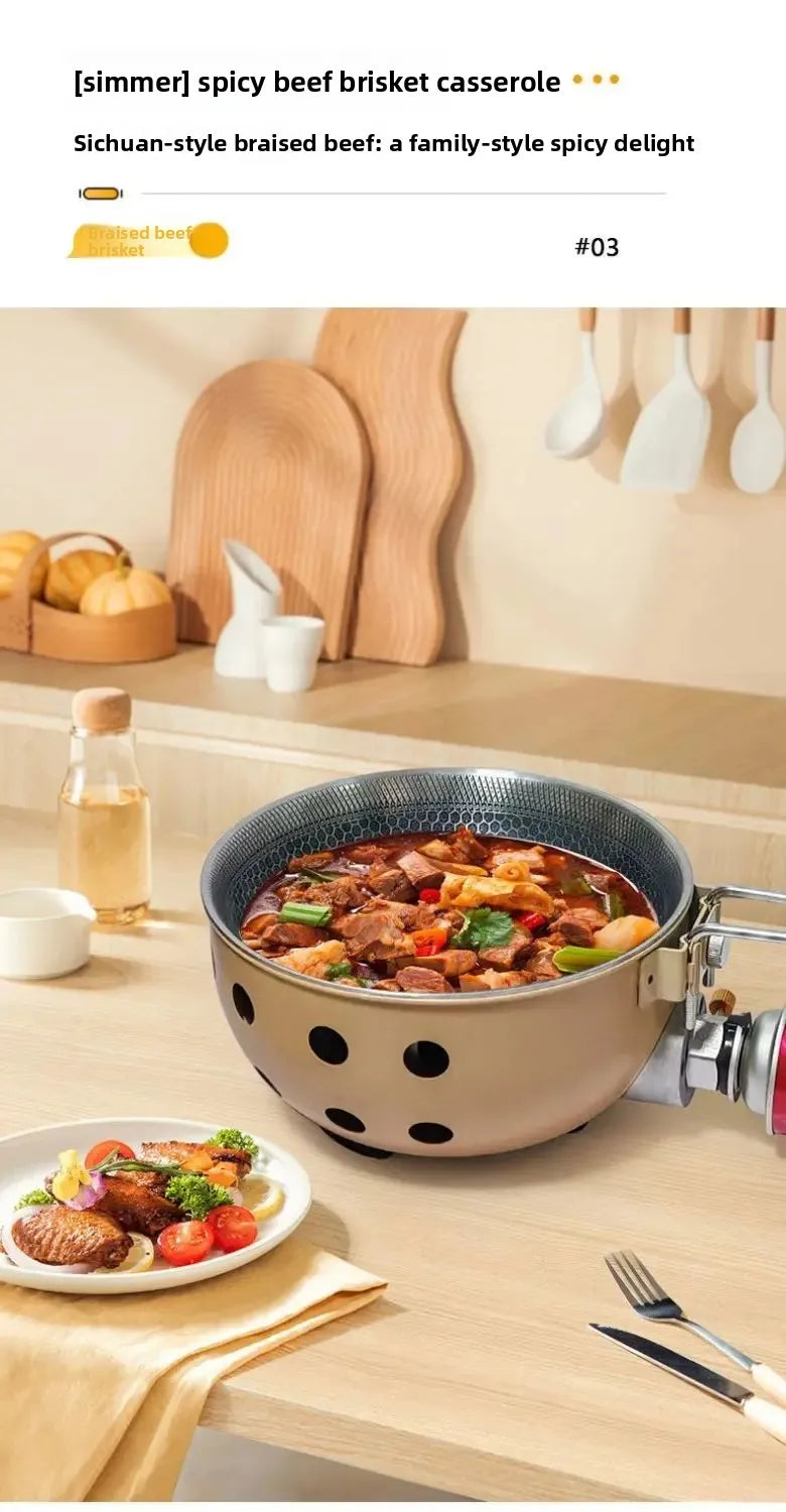 Outdoor integrated pot, card stove, multi-functional portable car camping, picnic, gas tank, universal pot, gas integrated pot