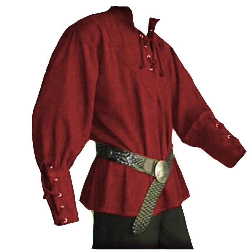 Man's Fantasy Clothing Medieval Tunic Renaissance Vest Up Outerwear Eif Warrior Coats Outerwear Pirate Clothing S-2XL