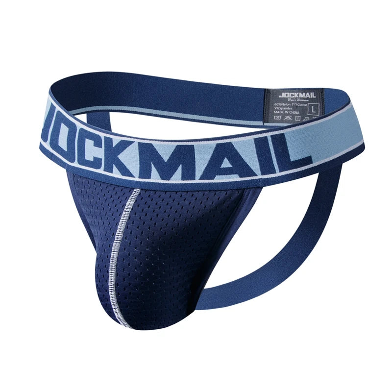 JOCKMAIL New Jocks Men Mesh Low Waist Sexy Men Underwear Briefs Gay Penis Pouch Wonderjock Bikini Underwear Man Jockstrap thong