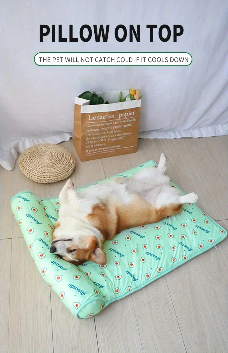 Dog Pillow Summer Pet Ice Cooling Cushion Dog Cooling Sleeping Mat Comfortable Pet Bed Dog Nest With Pillow