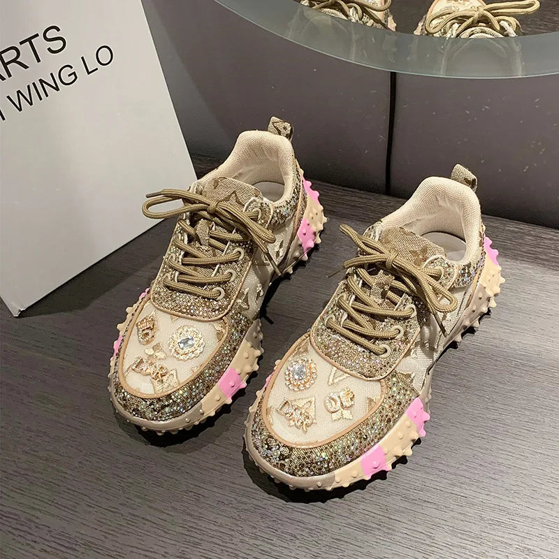 2025 Women Shoes New Rhinestone Women Sneakser Diamond Breathable Casual Designer Sneakers for Women Tenis Shose