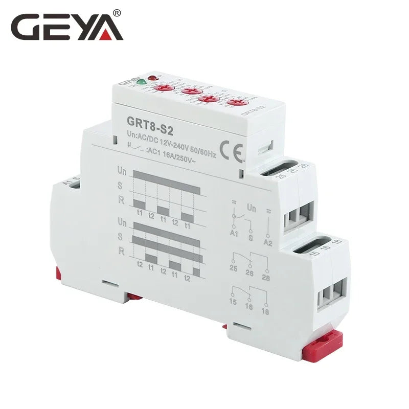 GEYA GRT8-S Asymmetric Cycle Timer Relay SPDT 220V 16A  AC/DC12V-240V Electronic Repeat Relay