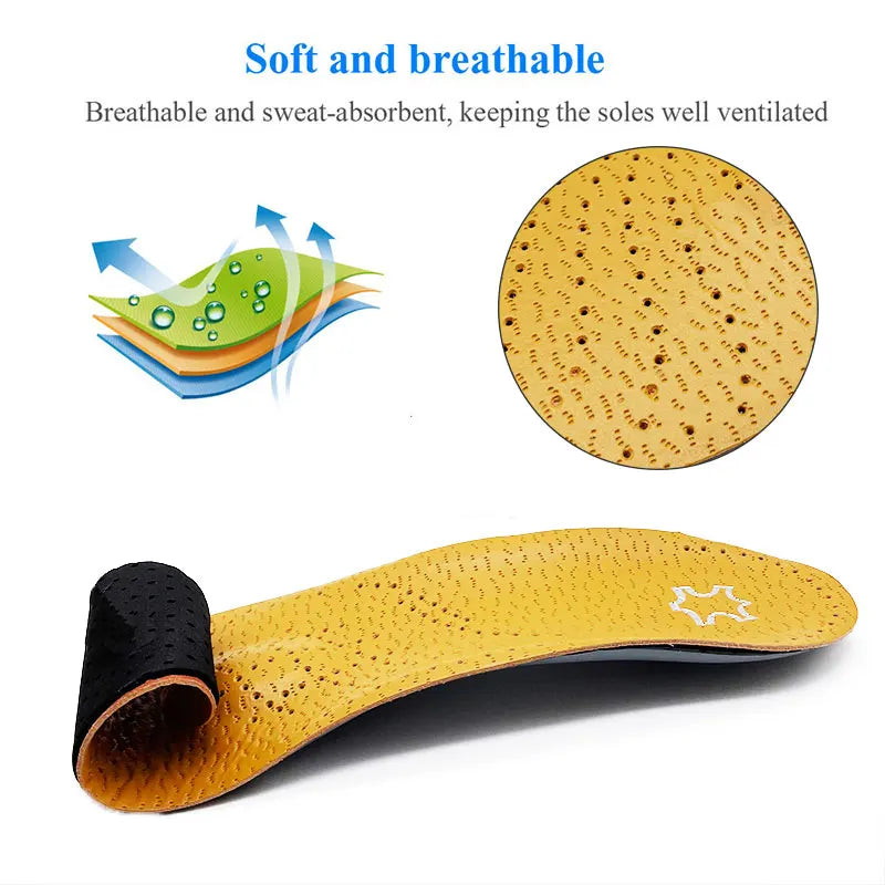 Orthotic Insole For Flat Feet Arch Support Orthopedic Leather Shoes Sole For Men Women O/X Leg Corrected Insoles