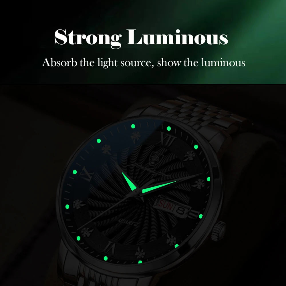 POEDAGAR Luxury Brand Man Watch Waterproof Luminous Date Week Men's Quartz Wristwatch Stainless Steel Fashion Sports Men Watches