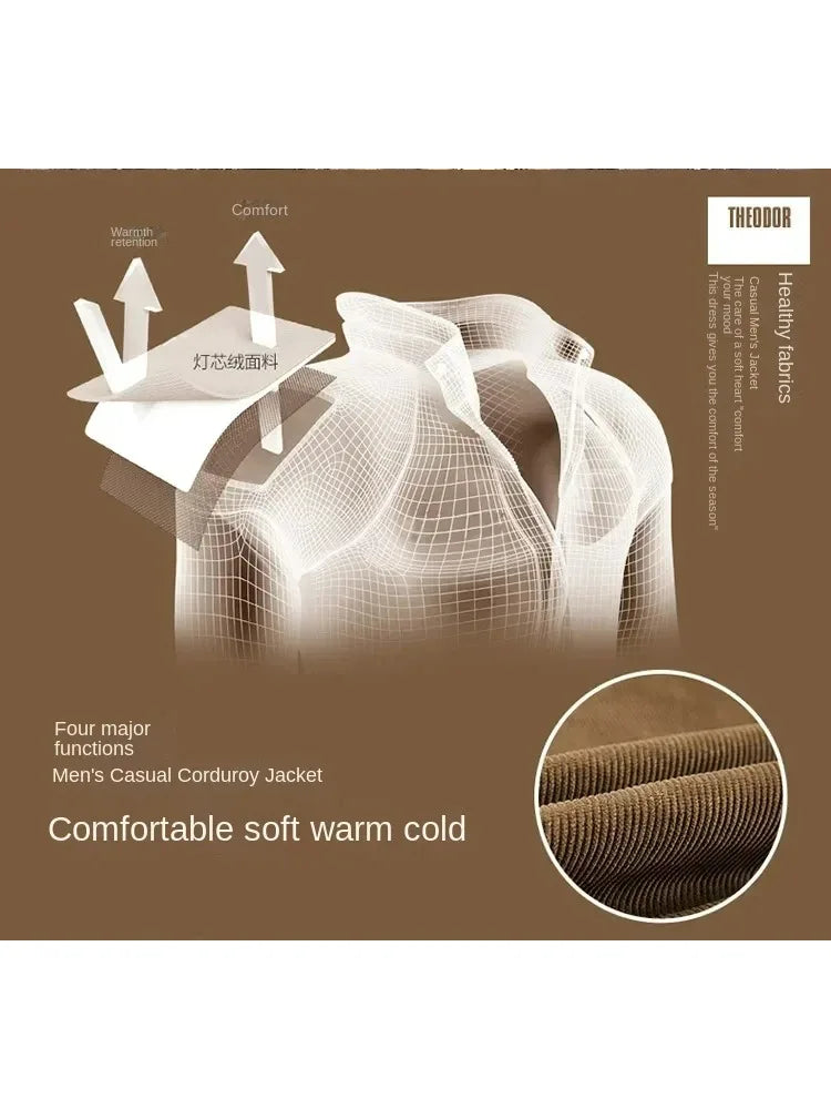 Male Cotton Jackets Padded Warm Loose Parka Coat Corduroy Short Jacket Man Solid Fur Collar Windbreaker Winter Men Fleece Jacket