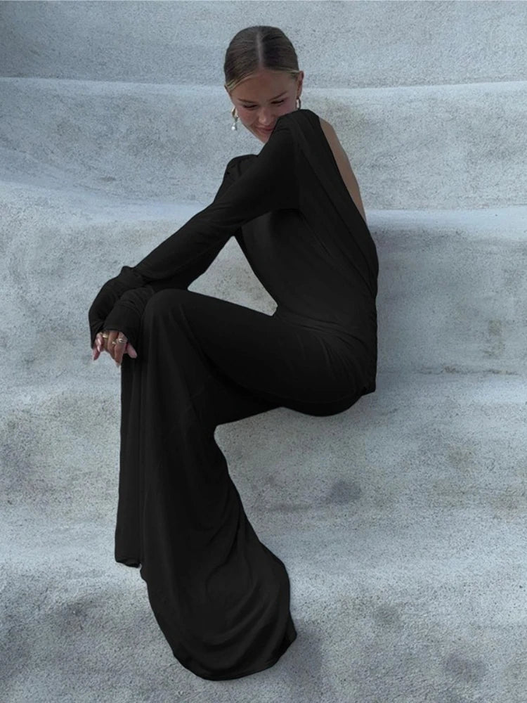 Women's Clothing 2025 Autumn New Style High-end Temperament Sexy Backless Dress Long Skirt Slim Fit Long Sleeved Dress