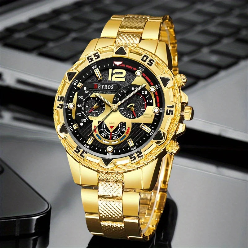 Men Watch 2pcs/set, Classic Fashion Men's Business Quartz Watches Sets Analog Casual Wrist Watch Sets, Gifts for Men.
