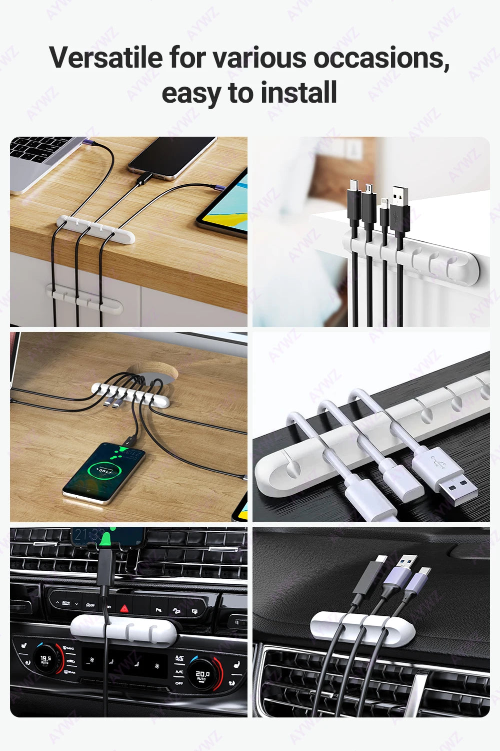 Adhesive Cable Holder Clips Cord Management Wire Organizer for Desktop USB Charging Cable Nightstand Power Cord Mouse Cable 1pc