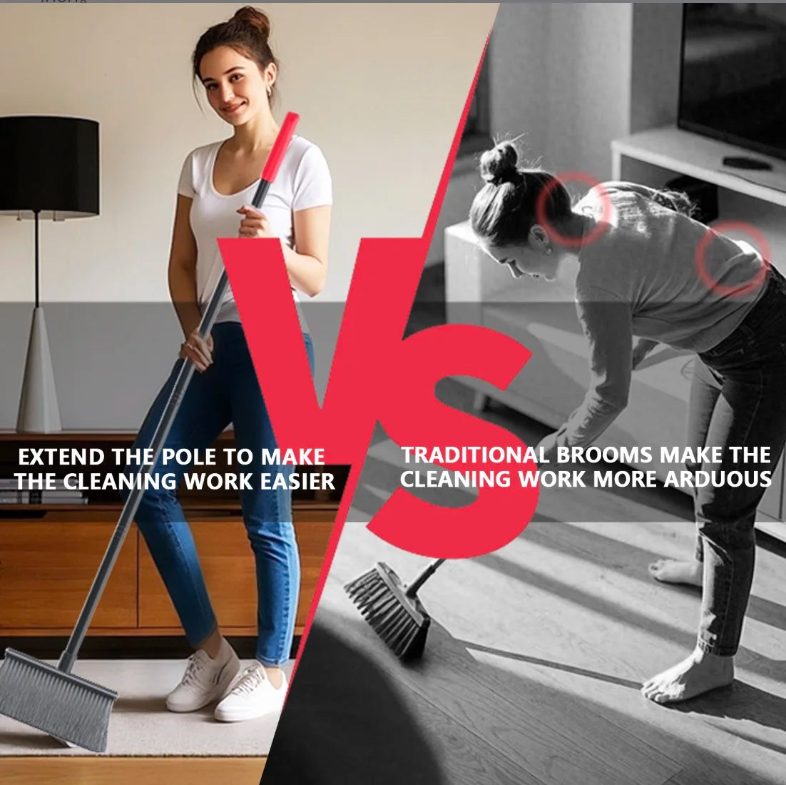 Household Broom and Dustpan set-Combination with Long Handle Foldable Duatpan and Floor Brush