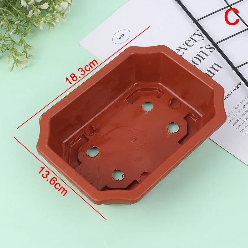 1pc Bonsai Pots Vintage Plastic Bonsai Plants Growing Pot Rectangular Classical Bonsai Pot Cactus Pot Flower Pot Gardening Pot