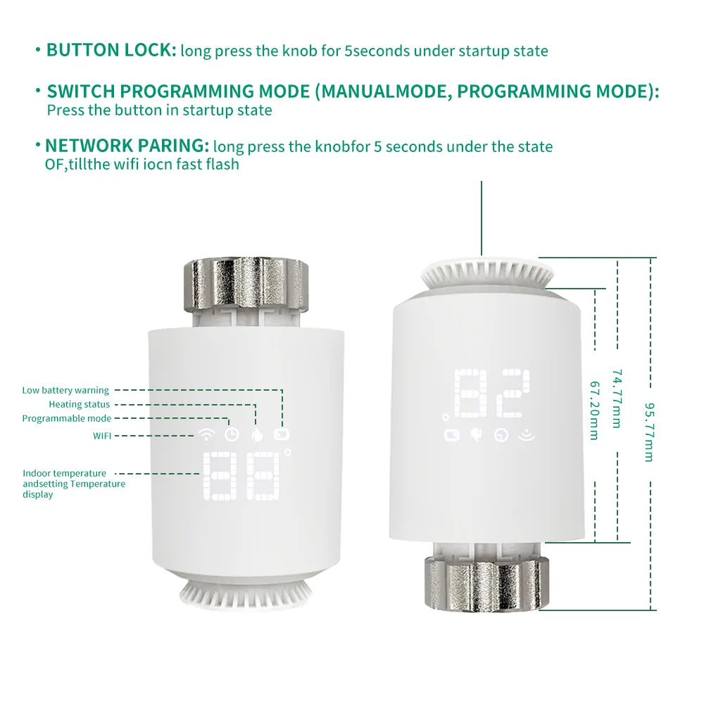 Tuya Zigbee 3.0 Thermostatic Valve Radiator Actuator Valve Zigbee Thermostatic Radiator Valve Head Temperature Controller Alexa