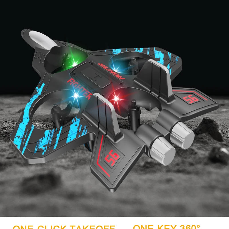 Glider Flying Helicopter RC Hobby Jet Plane 2.4G Stunt Remote Control Foam Fighter Airplane Toy With Light