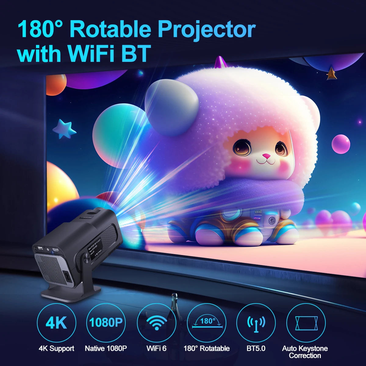 Magcubic HY320 4K Android 11 Projector 390ANSI Dual WiFi6 BT5.0 Portable Cinema Native 1080P for Outdoor Movie Home Theater
