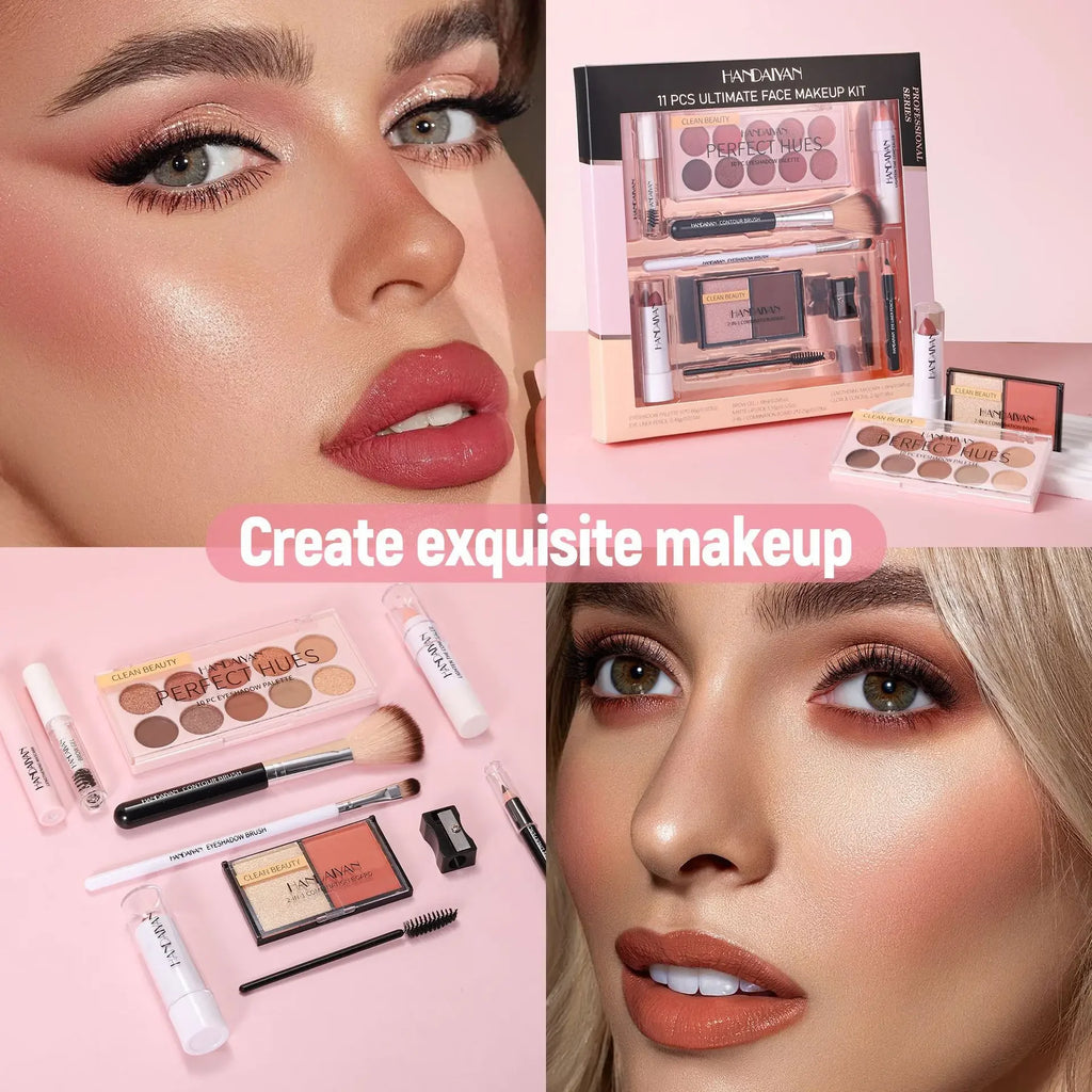 Professional Makeup Kit 11 Pieces Eyeshadow Contour Blusher Set Waterproof Highly Pigmented Smudge Proof Face Cosmetics Collecti