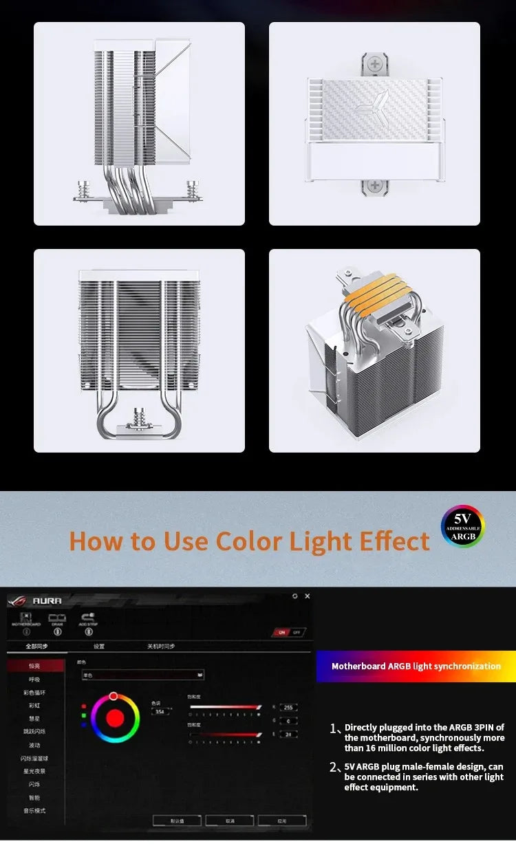JONSBO-PWM Ventilador CPU, 4 Heat Pipe, CPU Cooler, Refrigerador de ar para Intel LGA1700, 1200, 115X, AMD, AM4, AM5,CR-1400 EVO