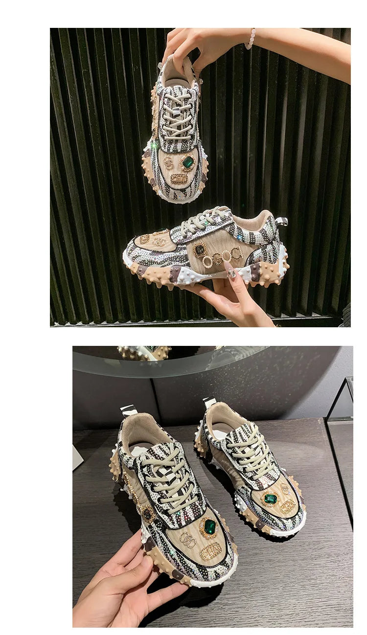 2025 Women Shoes New Rhinestone Women Sneakser Diamond Breathable Casual Designer Sneakers for Women Tenis Shose