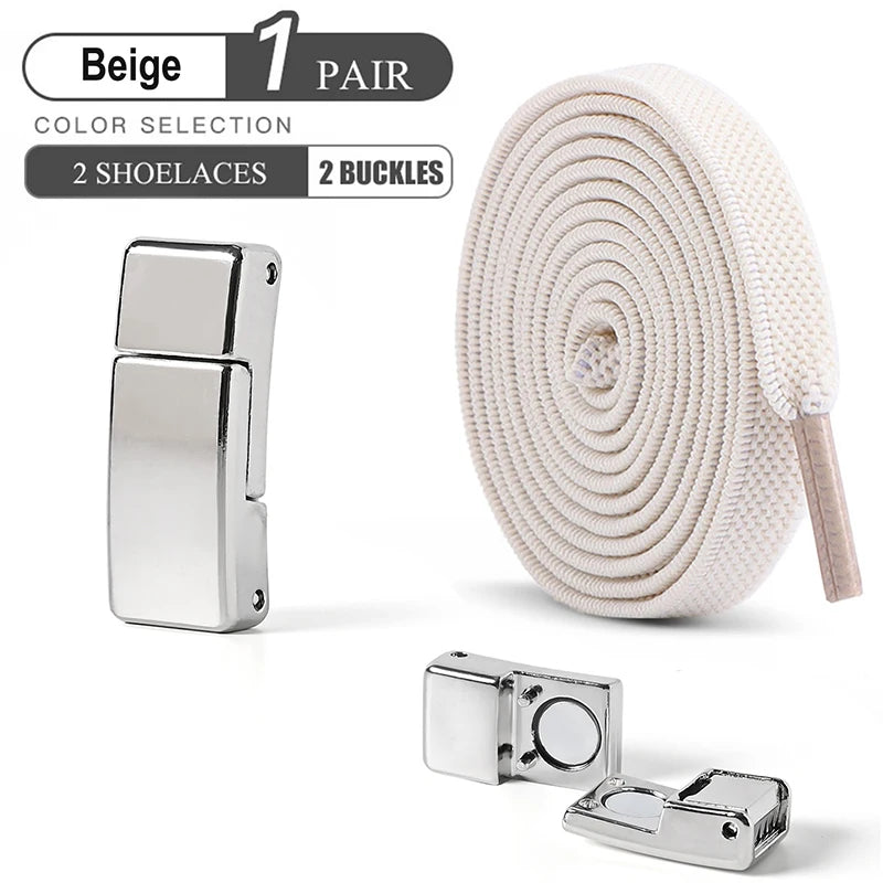 Magnetic Buckle No Tie Shoe Laces Elastic Shoelaces Without Ties Laces Sneaker Kids Adult Widened Flat Shoelace for Shoes