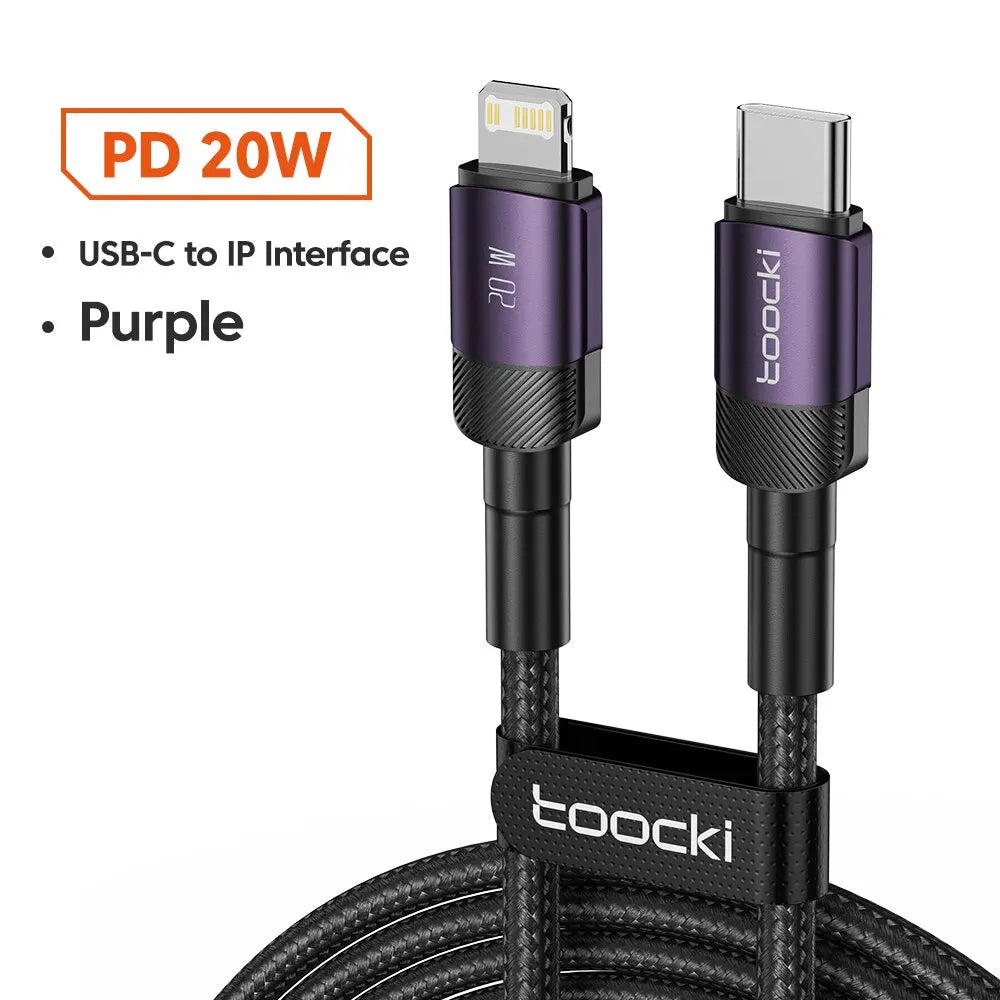 Toocki USB Type C Cable Fast Charging USB C Charger Cord For iPhone 15 14 13 12 11 Huawei P40 P30 Realme Oppo Oneplus Samsung