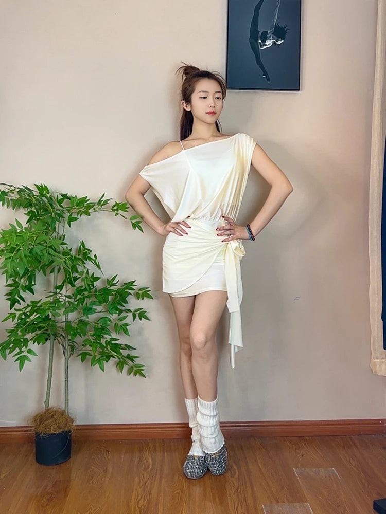 Customized Latin Dance Costumes Women's Adult Training Clothes Dresses Tops Loose Cover Shirts Lace Up Dance Clothing