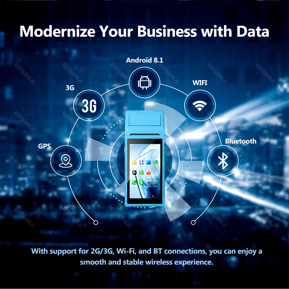 4G 3G Android 12/8.1 PDA POS System & 58mm Thermal Printer Bluetooth WiFi Handheld POS Terminal 5.5'' Touch Screen Loyverse app