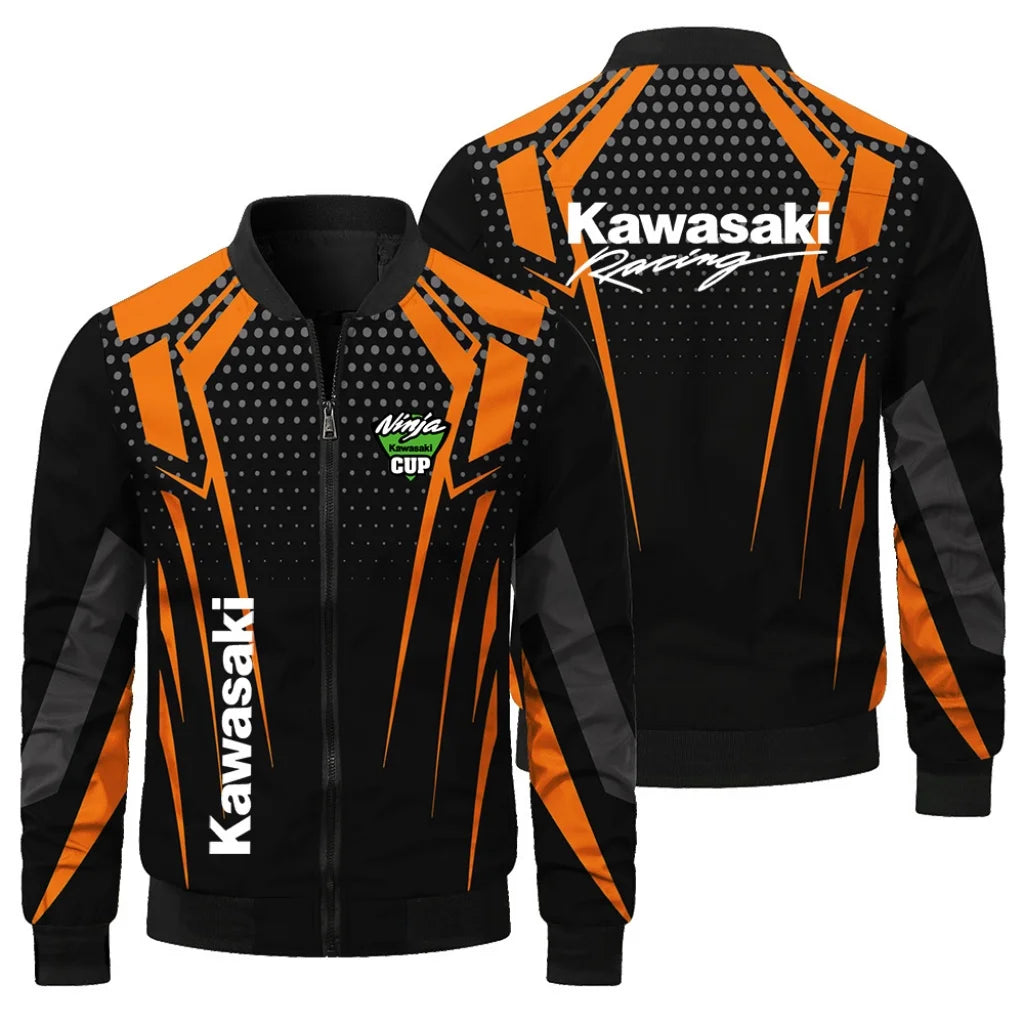 Kawasaki Racing Jacket Extreme Sports Kawasaki Men's Jacket Outdoor Oversized Sports Motorcycle Jacket Kawasaki Men's Top