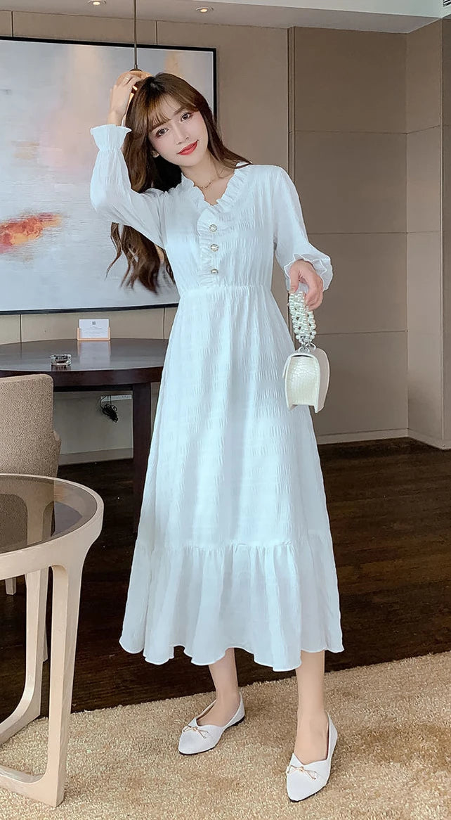 Clothing Holiday Female Dresses 2025 Beach Women's Dress Midi Long Sleeve X New Features of Cotton Summer Luxury Loose Trendy Xl