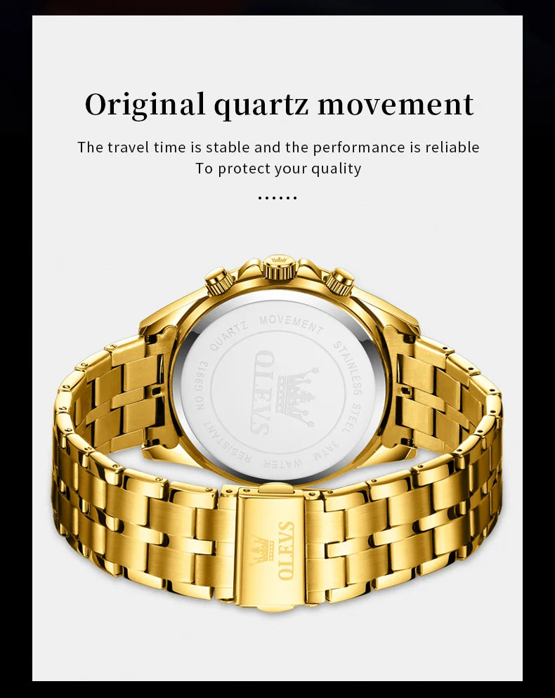 OLEVS 9913  Men's Watches Original Quartz Watches For Men Waterproof Luminous Chronograph Date 24 Hours Watches Luxury Men