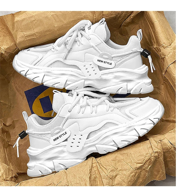 Sport Shose Male Fashion Street Shoes Lightweight Comfortable Lace-Up Gym Shoes Mens White Sneakers Platform Shoes Mens Trainers