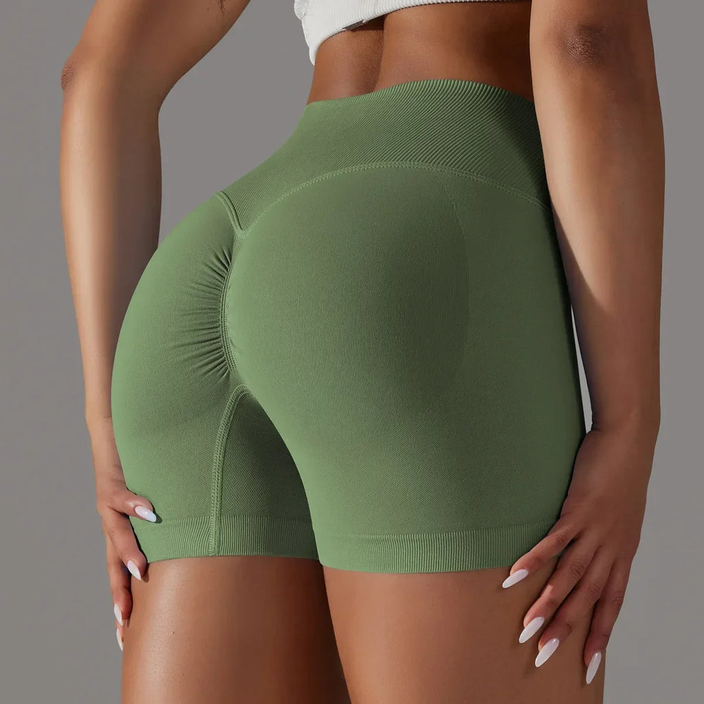 Women High Waist Workout Fitness Yoga Shorts Gym Push Up Yoga Leggings Scrunch Butt Seamless Sports Shorts