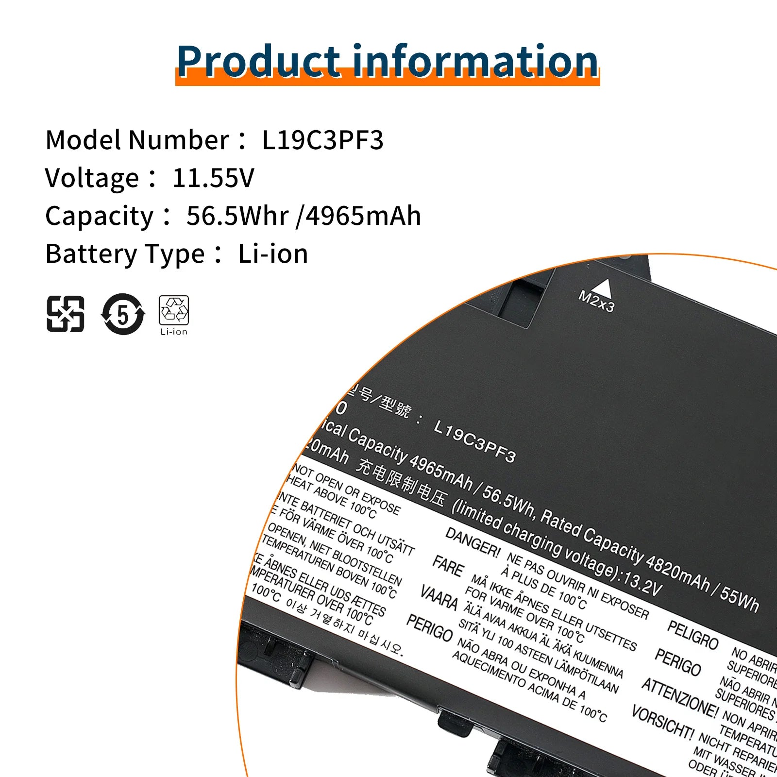Laptop Battery L19M3PF3 L19C3PF3 For Lenovo IdeaPad 5-14ALC05 5-14ITL05 5-14ARE05 5B10W86936 11.1V 44.5WH 4060mAh