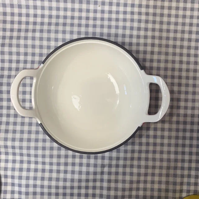 Cast iron enamel pot, internet famous small blue pot, helmet, ingot pot, soup pot, stew pot, enamel pot